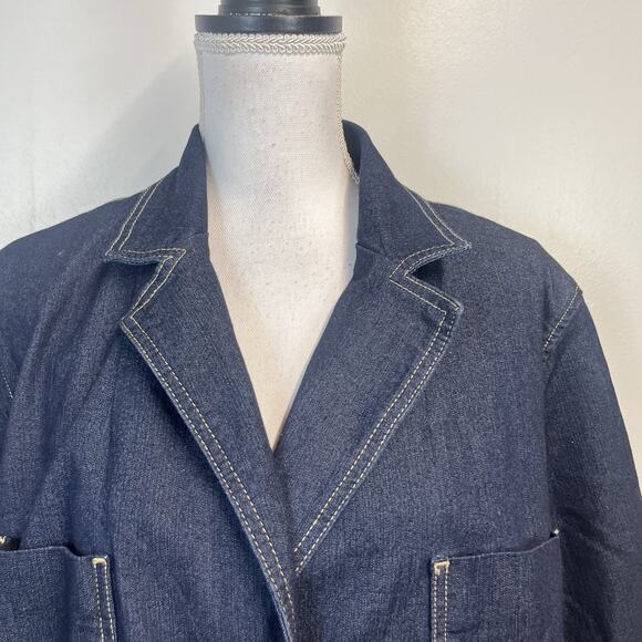 Apostropher Denim Jean Barn Jacket Blazer Plus size 22W Stretch Pockets Casual - Picture 2 of 7